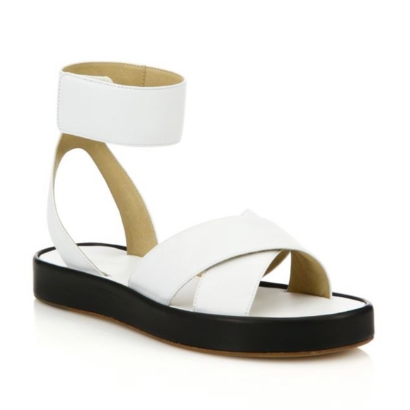 Rag & bone NY white Venus leather ankle cuff flat form sandals sz 36 (5.5-6) - Picture 2 of 7